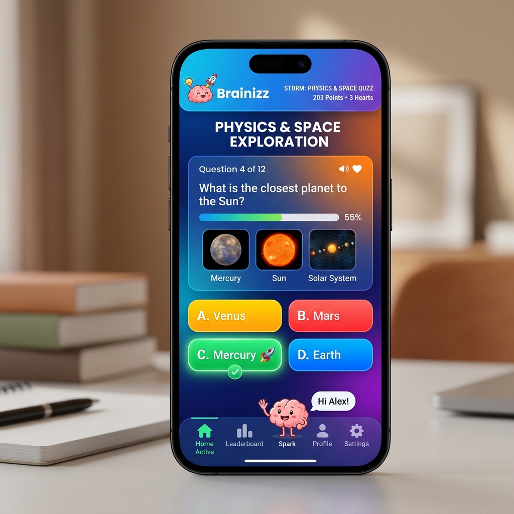 Brainizz STEM Learning Quiz App UI Design