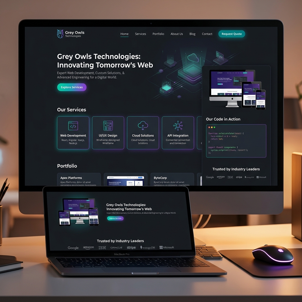 Grey Owls Technologies Portfolio UI Design