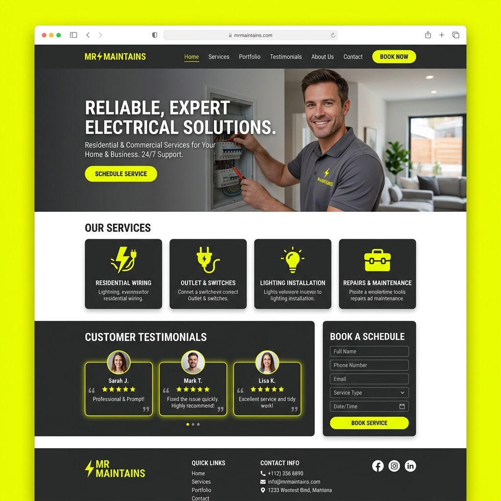 Mr Maintains Electrician Portfolio Mockup